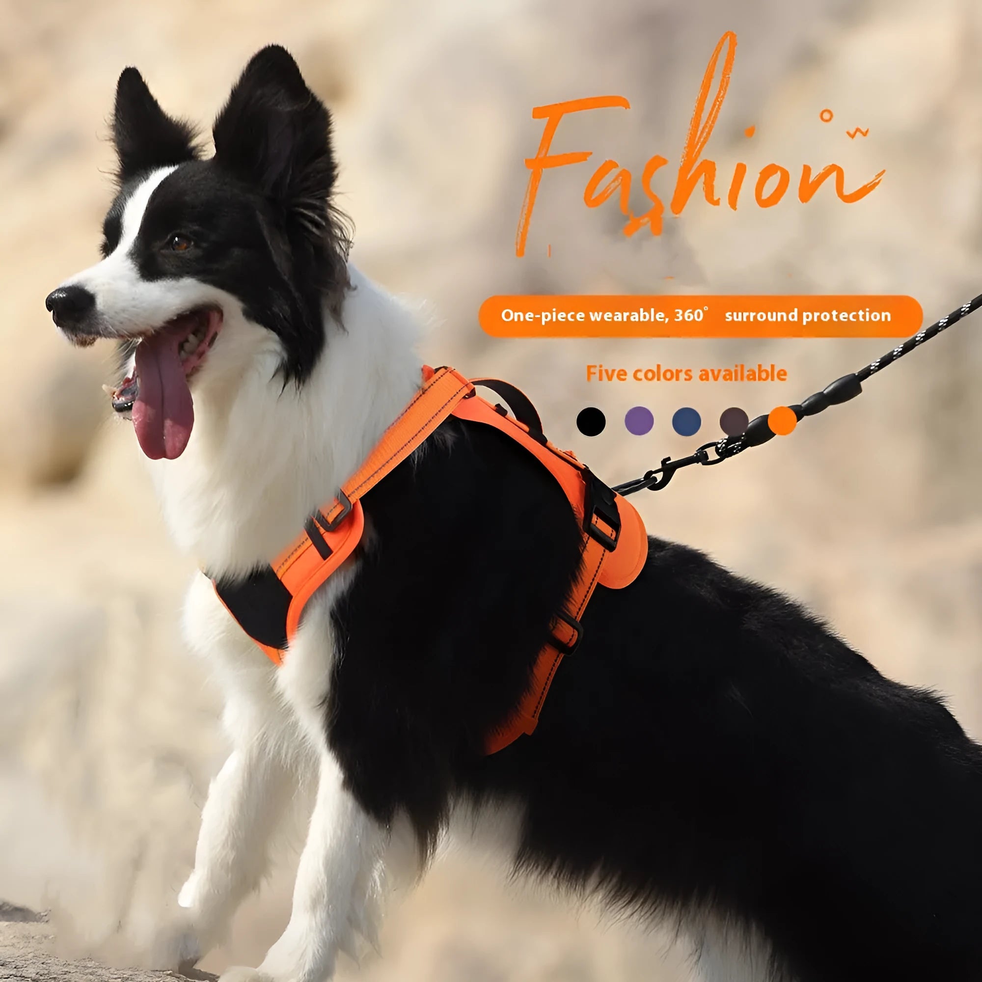 Reflective dog vest harness with hand holding rope in multiple colour options