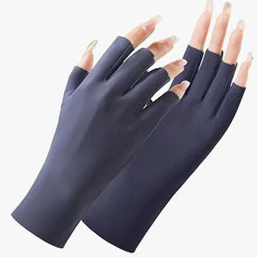 Women's thin nylon sunscreen gloves with UPF50 protection and ice silk cooling in various colours