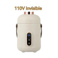 Smart portable electric stew cooker with transparent glass lid showing food inside, on a kitchen counter.