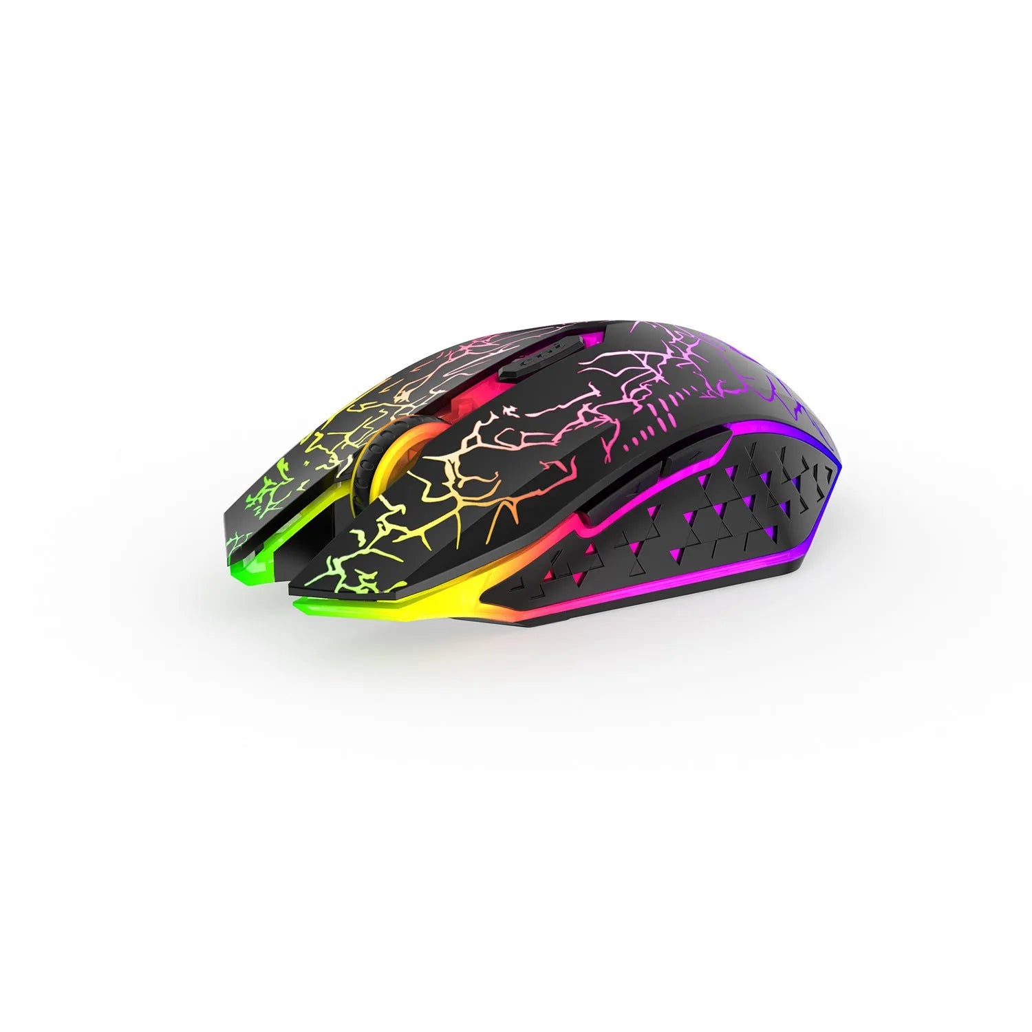 Black or white wireless gaming mouse with breathing light, 2.4G Bluetooth dual-mode, silent click, rechargeable, 132x72.3x42mm dimensions