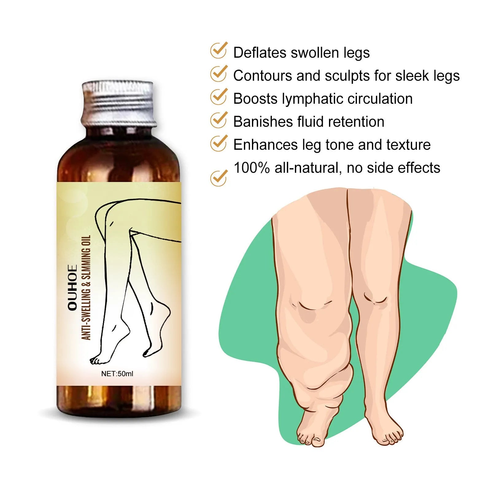 50ml glass bottle of botanical body massage essential oil with a dropper.