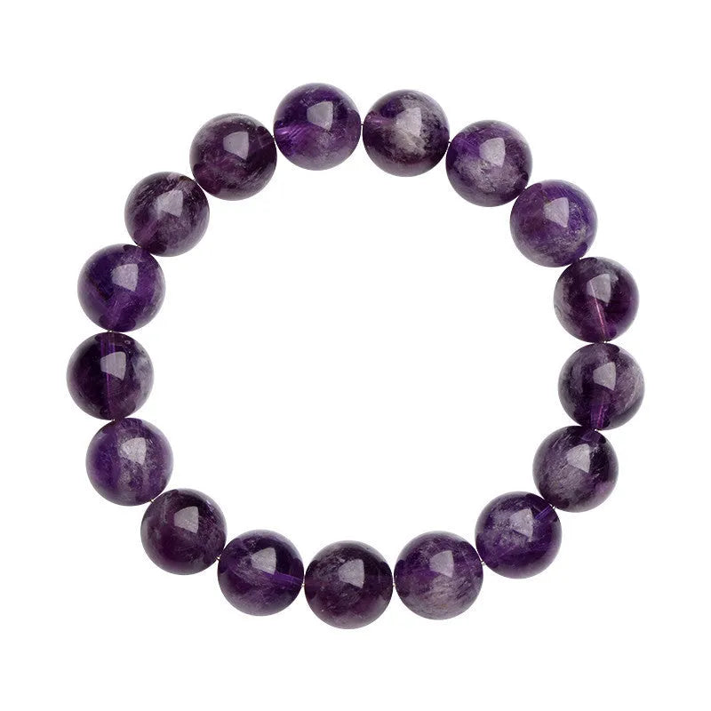 Natural feather amethyst crystal bracelet with Snow Mountain purple colour and geometric ruyi design