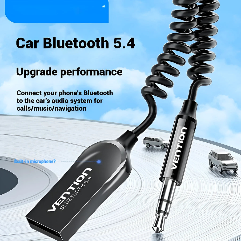 NAI USB car Bluetooth sound receiver with zinc alloy USB connector and copper 3.5mm audio jack in On Board Bluetooth Receiver colour