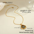 Gold plated stainless steel scallop shell stud earrings and necklace set with fan-shaped geometric design