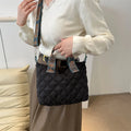 Oxford cloth shoulder messenger bag in horizontal square shape with single strap and sandwich pocket