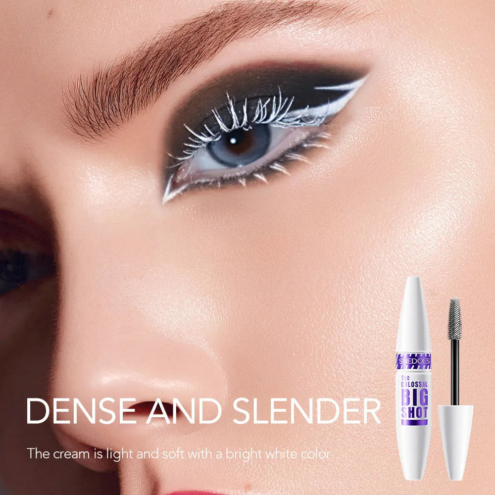 White waterproof mascara 10ml with curling and sweatproof quick-drying formula