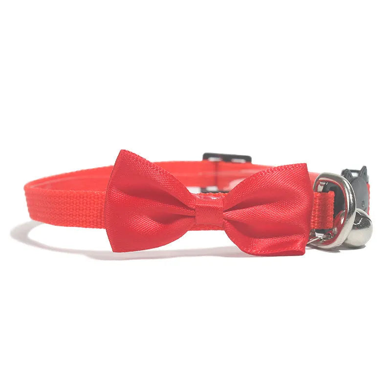 Adjustable nylon cat collar with bell in striped pattern available in multiple colours like red blue and green