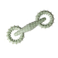 Blue TPR dog chew toy ring for teething puppies on a white background