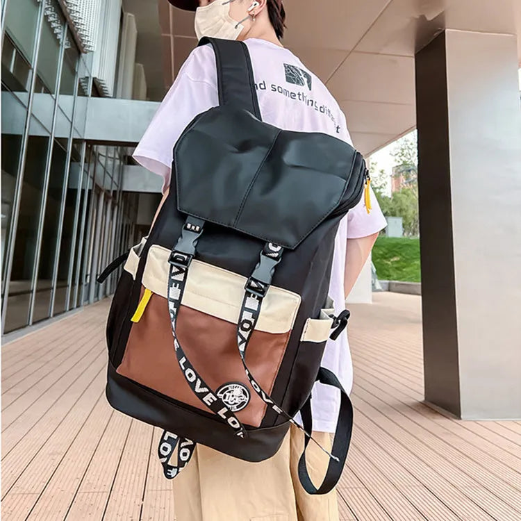 Oxford cloth backpack for junior high school students in black, green, or red with three carrying options