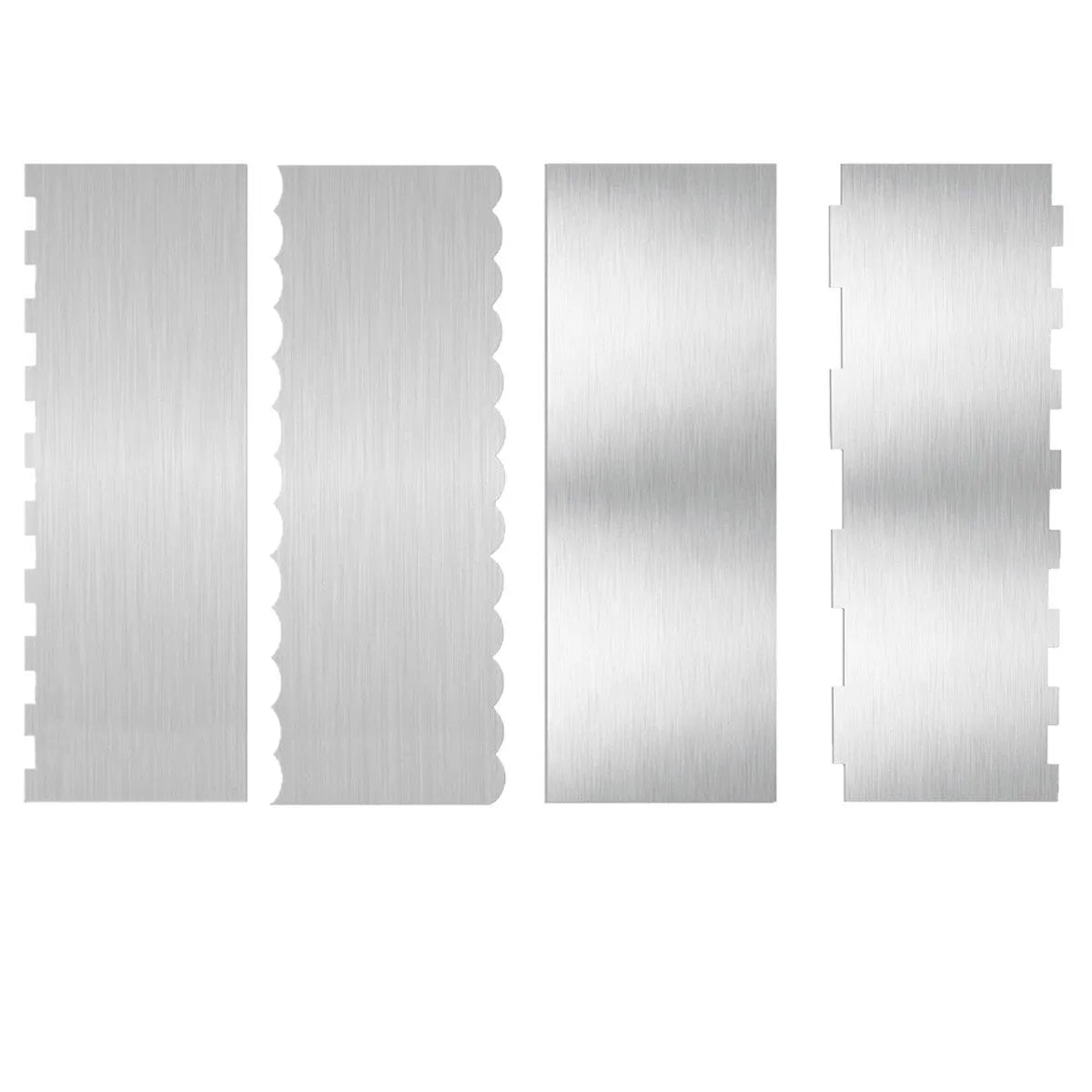 Stainless steel cake cream scraper with polygon pattern designs for textured icing decoration
