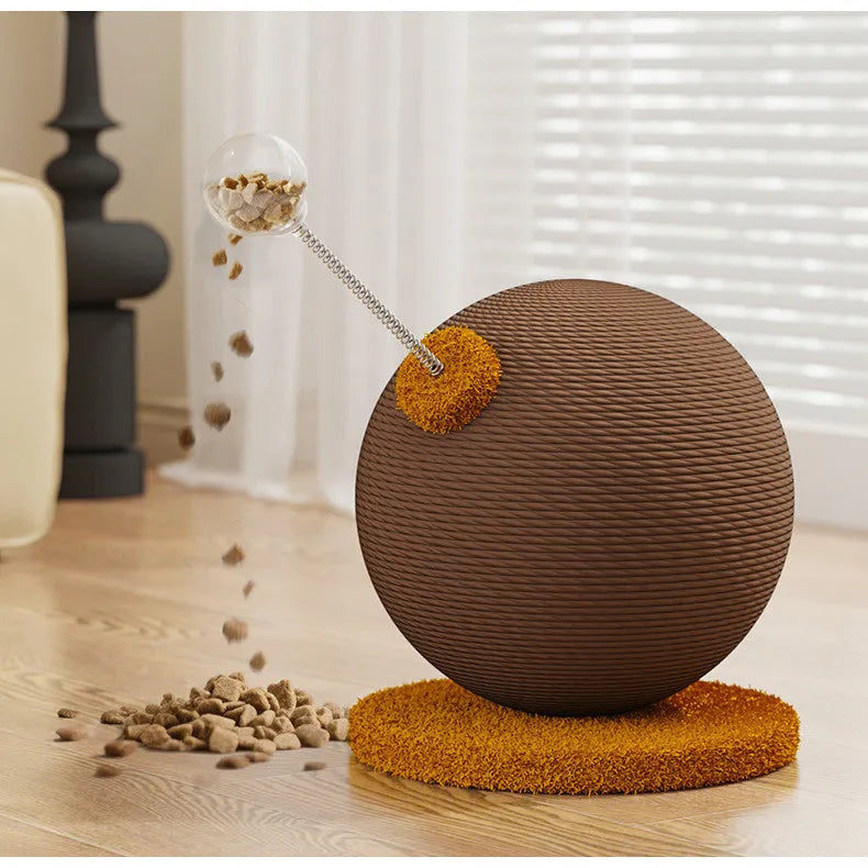 Hemp rope cat scratcher tumbler toy in large and small size options