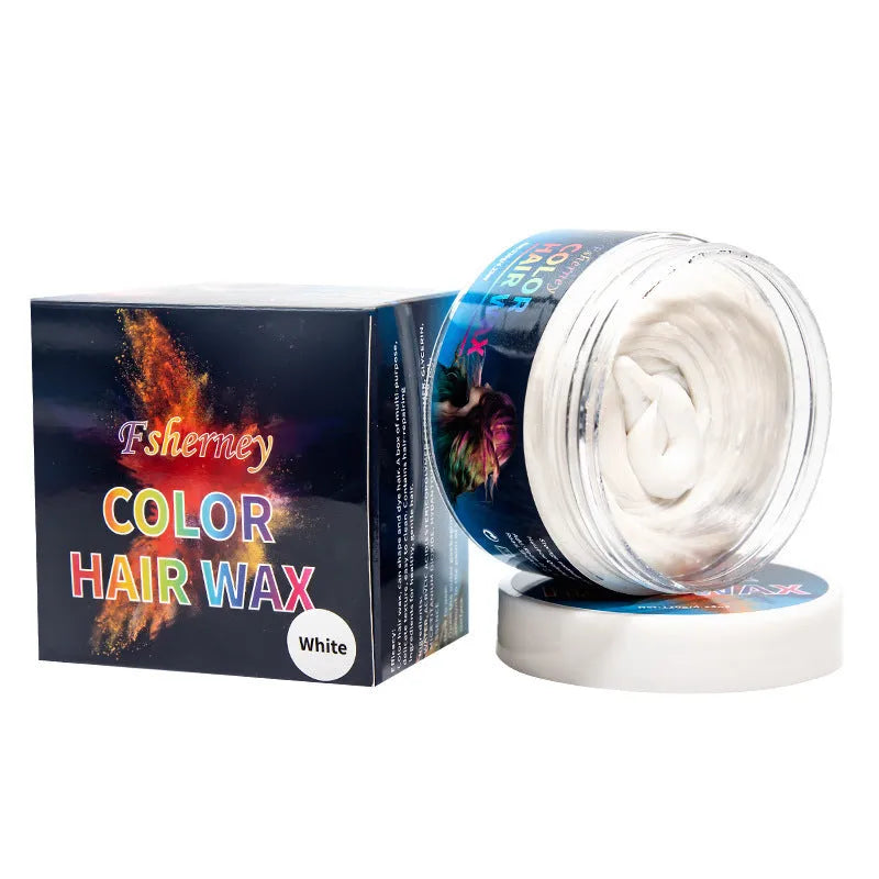 120g hair styling clay pot showing nine colour options including rose red and granny grey