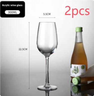Clear acrylic wine bottle tumbler for party catering, available in 300ml and 550ml sizes.