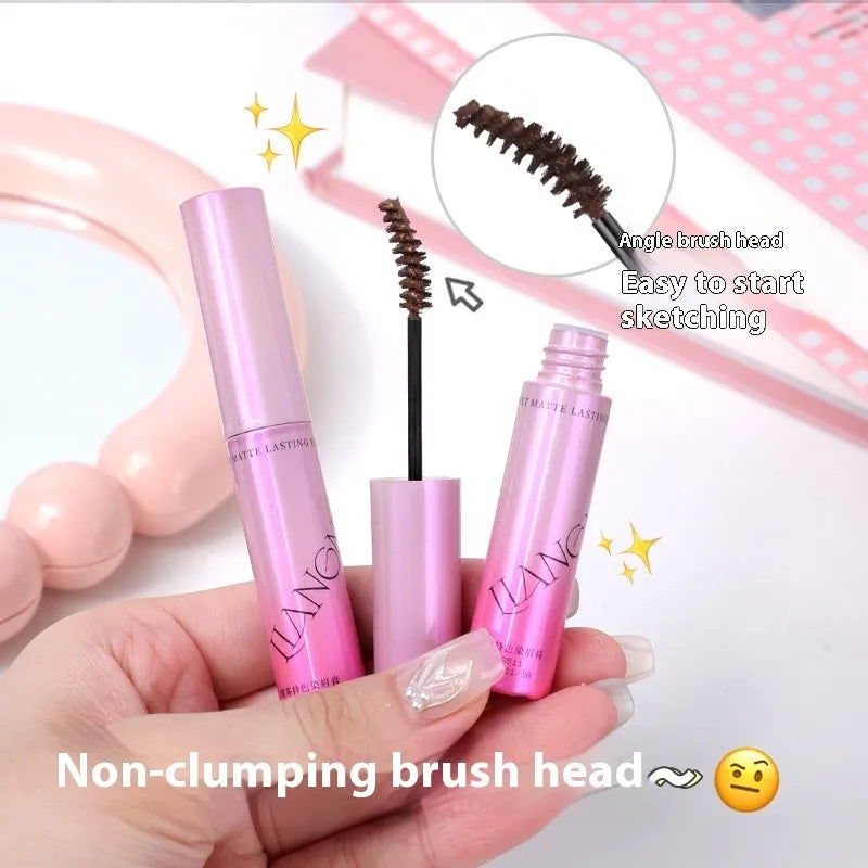 Long-lasting velvet fog eyebrow cream in 4.5g tube with grey and brown shades for natural makeup