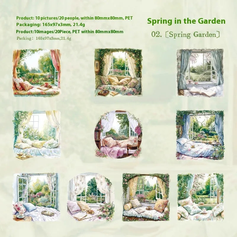 Window Story Series retro journal decorative stickers showing six colour theme designs
