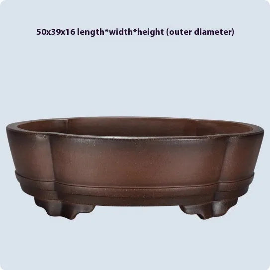 A simple classical-style purple clay bonsai pot for tabletop or floor plant display.