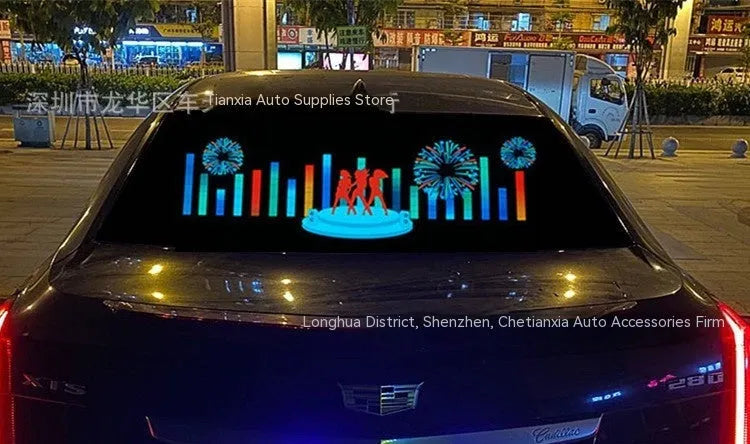 Car interior voice control music rhythm light with 90cm by 25cm electroluminescent panel showing multiple lighting patterns