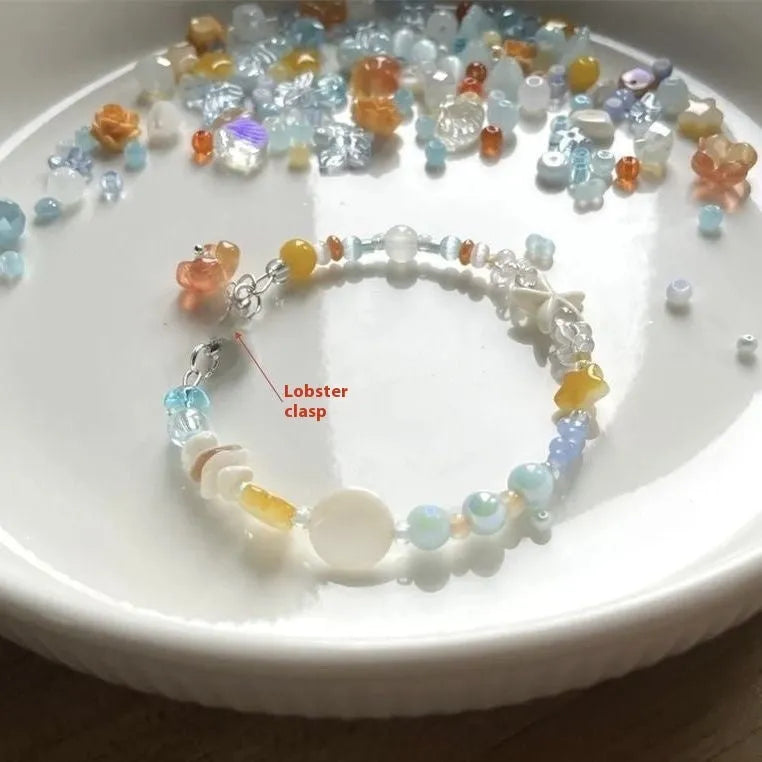 Orange-themed alloy bracelet with diamond shapes and round elements for women in colour Bracelet 0213
