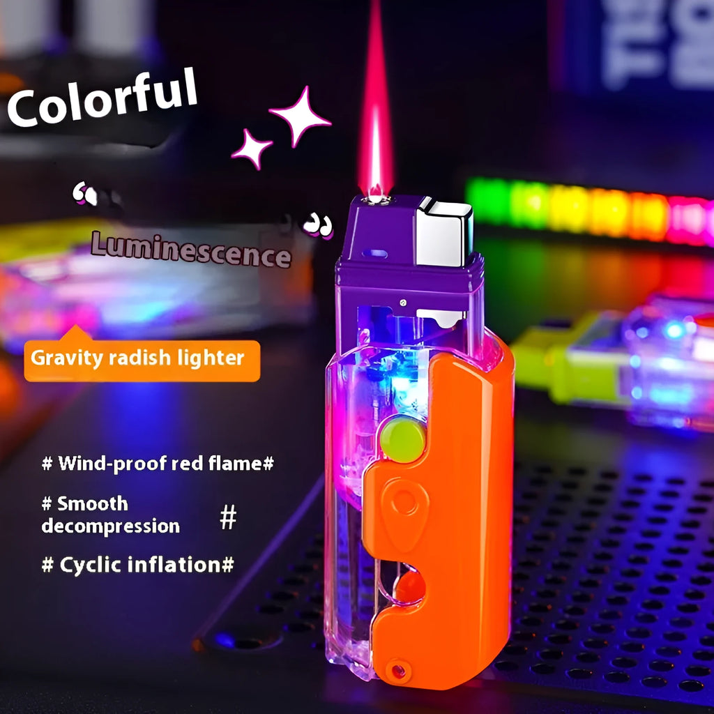 Colourful radish-shaped wind-resistant lighter in orange, purple, or green with plastic construction