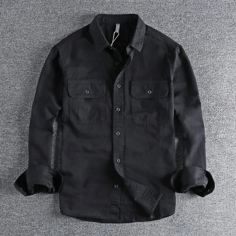 Men's loose style long sleeve shirt overalls cardigan in polyester fibre