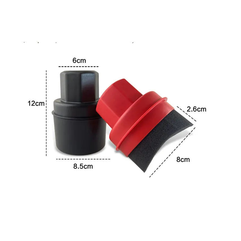 Car tyre polishing sponge brush with PP handle and high-density sponge in red curved hardened configuration