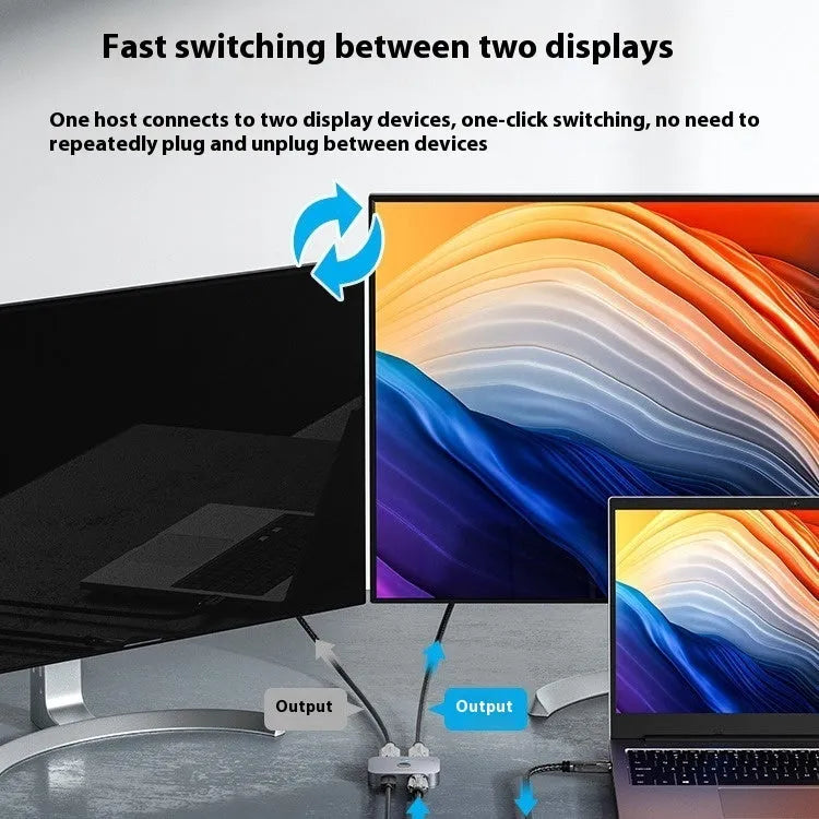Grey alloy cable separator for HD computer audio and video two-way conversion with television line connection