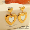 Gold heart-shaped stainless steel earrings with 18K electroplating for women's office fashion