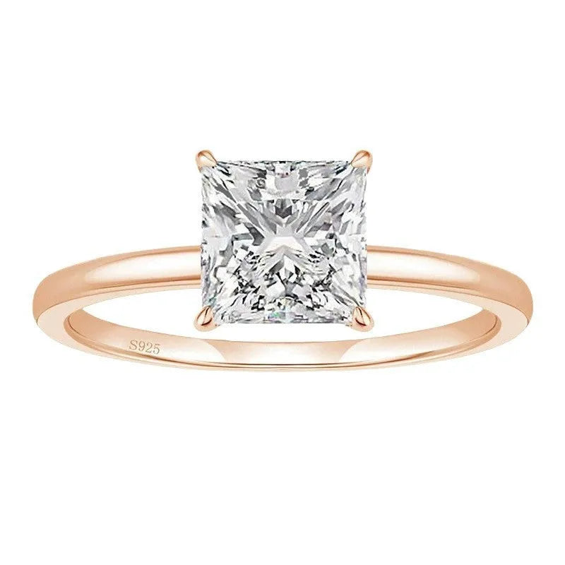 925 silver zirconium geometric women's ring in gold, rose gold, or silver colour on size chart