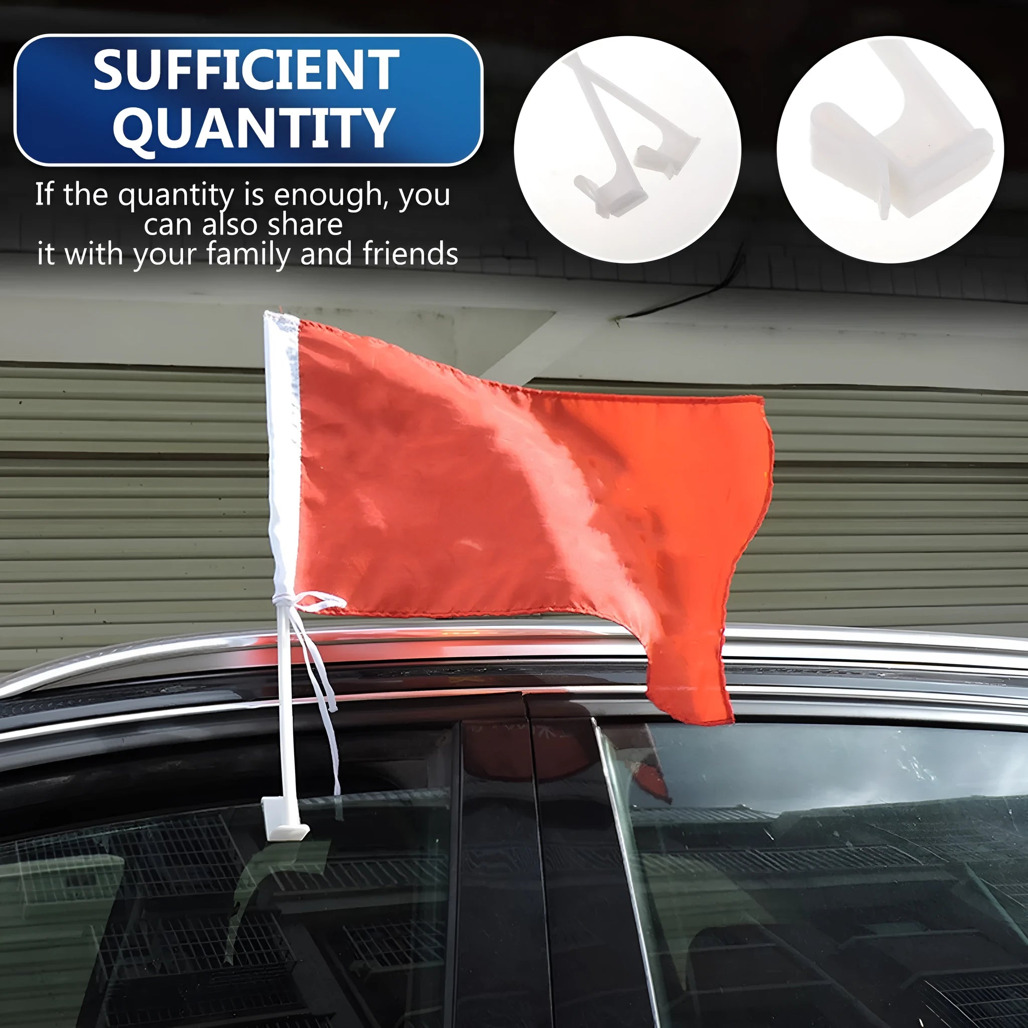 White PP plastic car window flag holder bracket for vehicle mounting