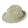 Classic thickened fedora hat for men in suit material, shown in various colours and sizes.