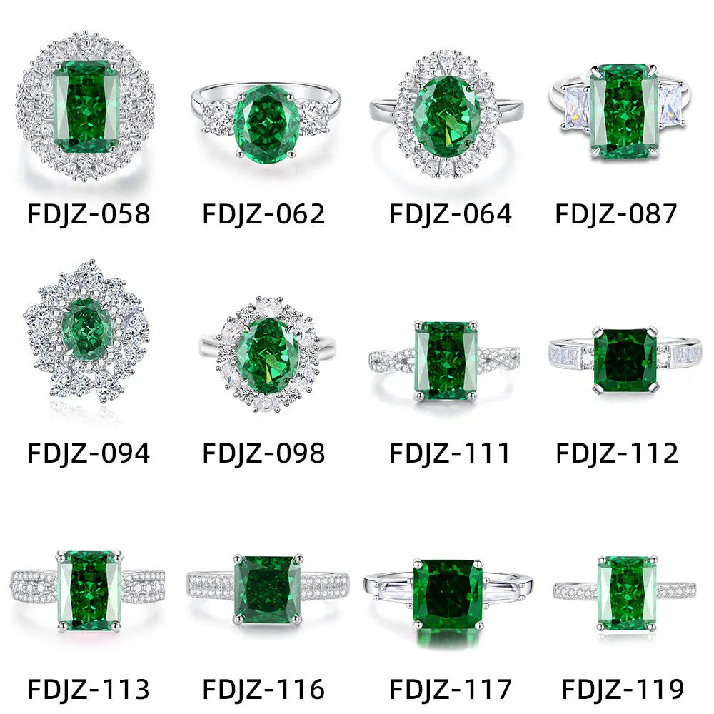 S925 sterling silver emerald ring with Palaibahao inlaid high carbon diamond geometric design