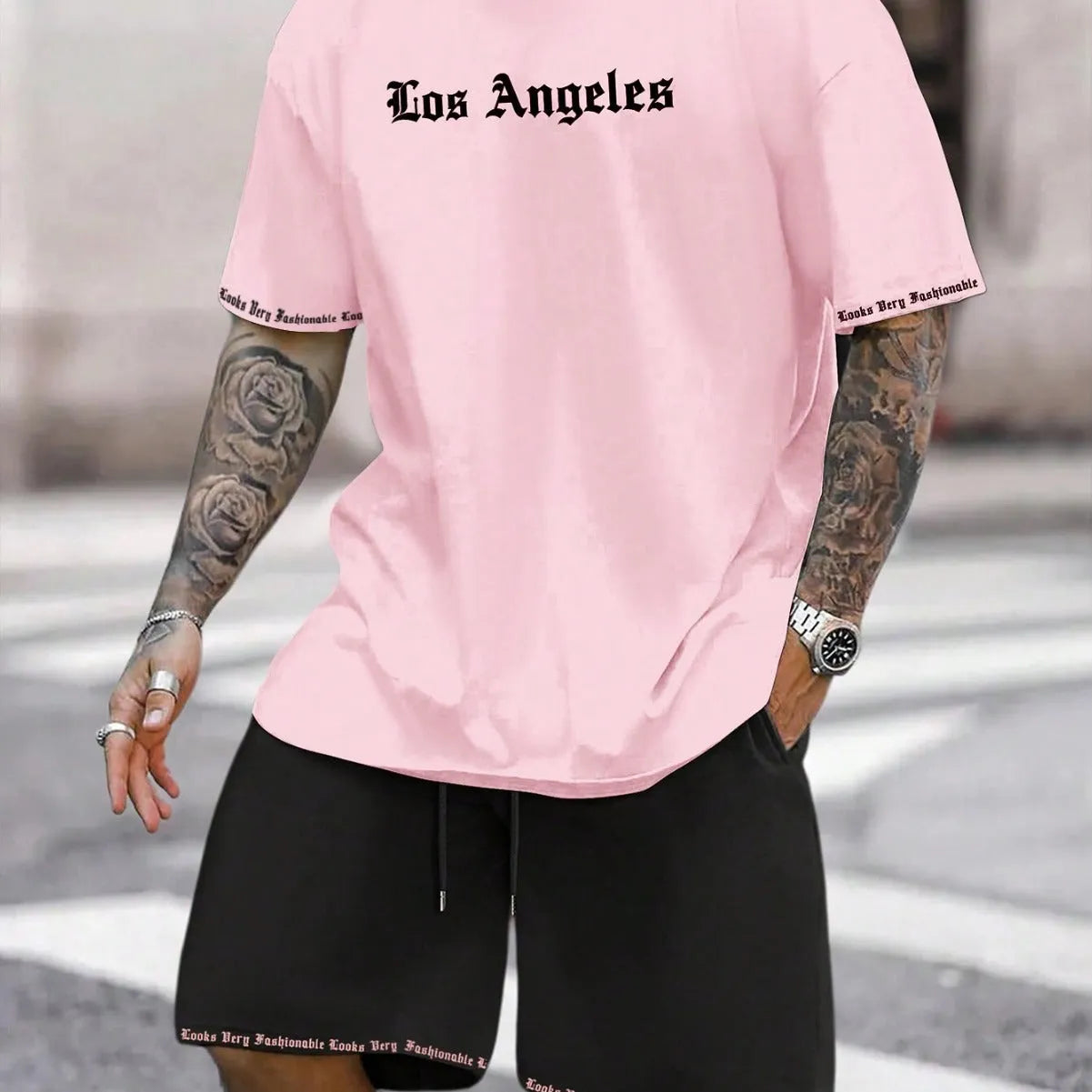 Men's quick-dry polyester sportswear set showing short-sleeved top and matching shorts in a solid colour.