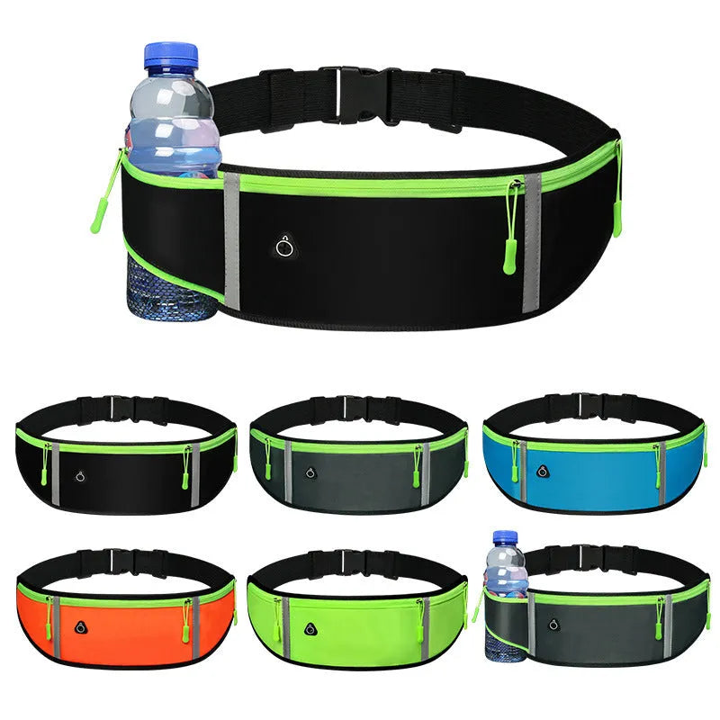 Sports waist bag with pocket, slim running belt in polyester, unisex design