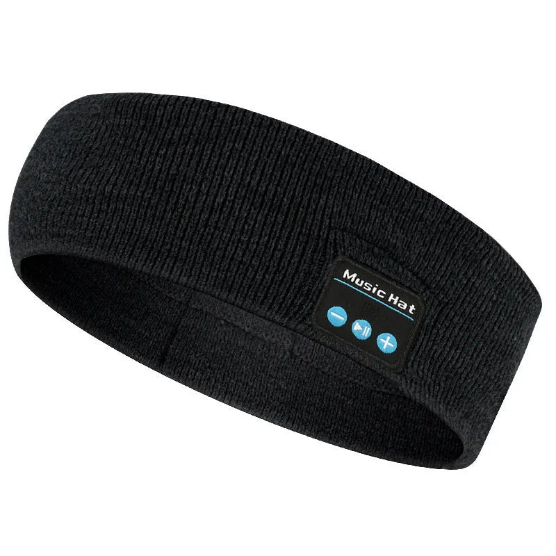 Bluetooth sports headband in black colour with removable washable fabric and wireless audio functionality