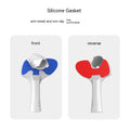 Red and blue silicone hand grip accessory for Pico 4 VR controller on a grey background.