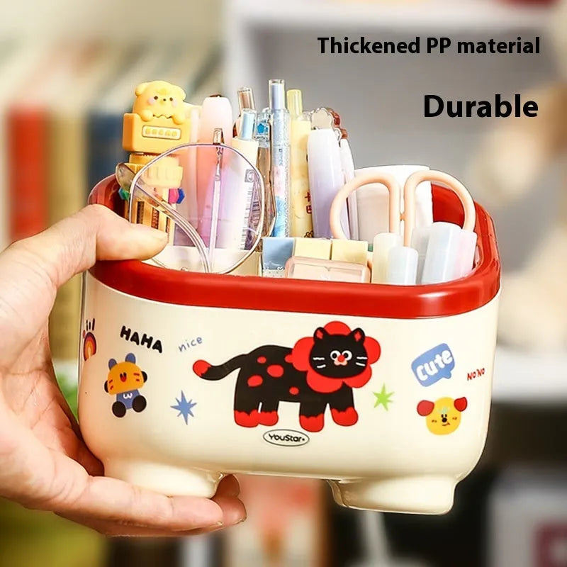 Cartoon style plastic desktop storage organiser with 2L capacity and grid compartments