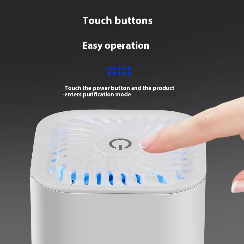 Mini USB car and home air purifier in white or black colour for spaces under 10 square metres