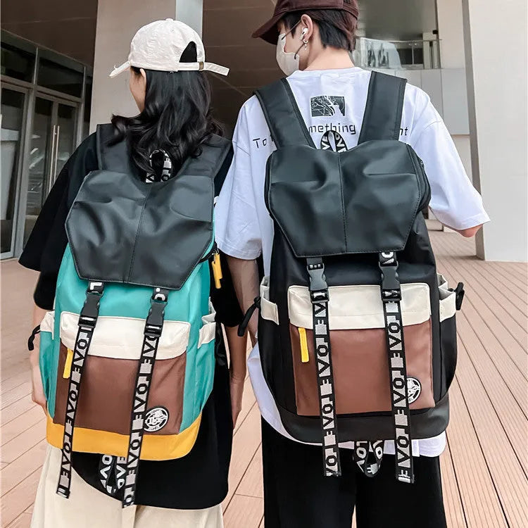 Oxford cloth backpack for junior high school students in black, green, or red with three carrying options