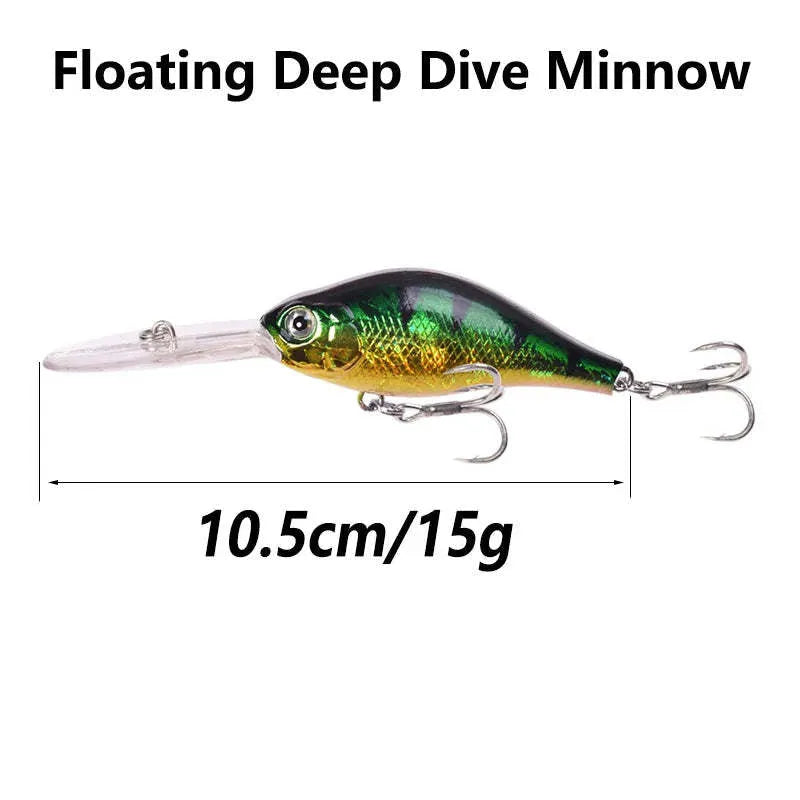 Little Fat Man Mino fishing lure 10.5cm deep diving crankbait in five colour options