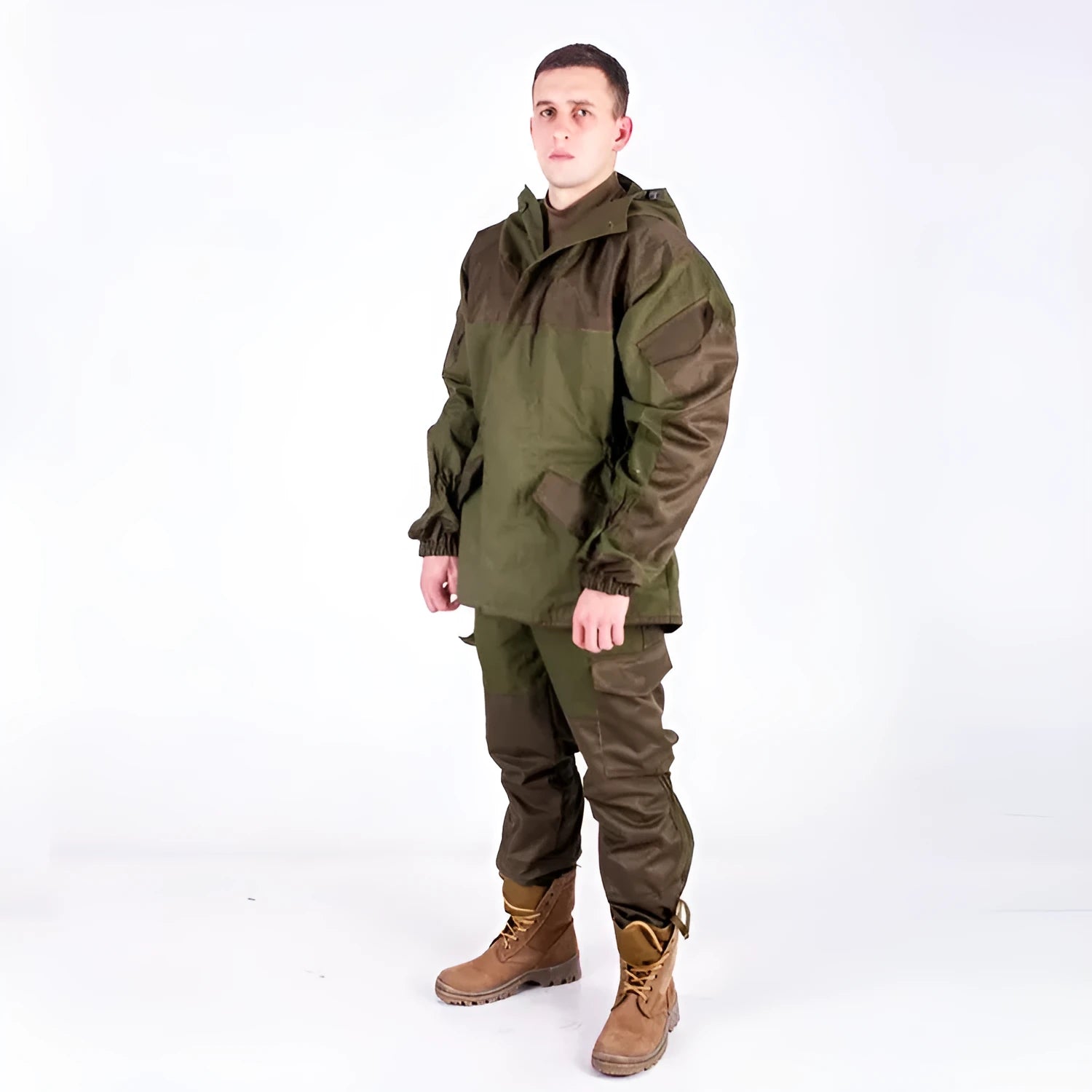 Men's special forces style mountain battle suit jacket and trousers in tactical green colour