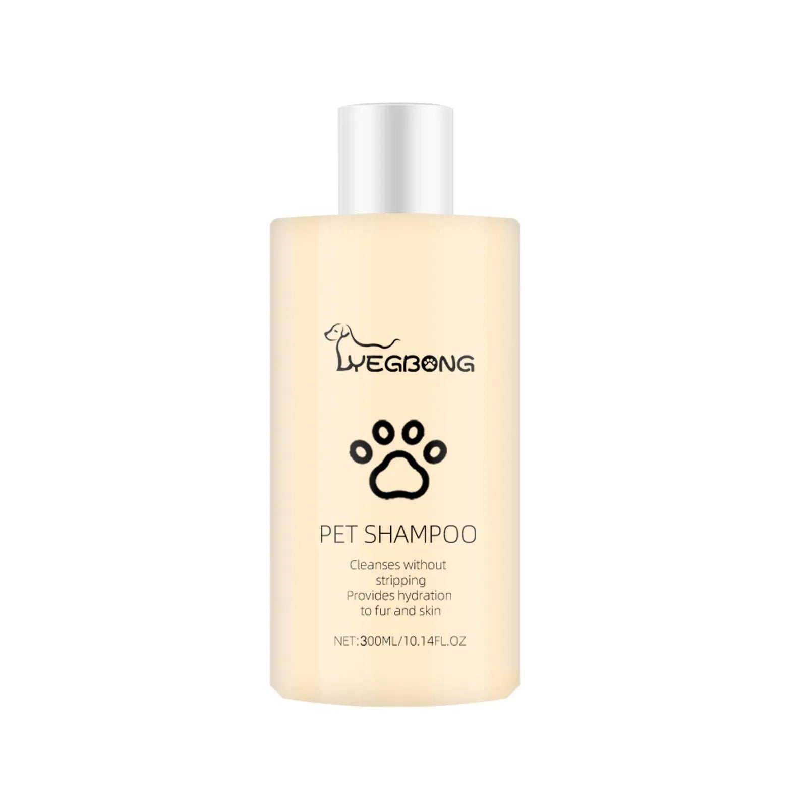 Pet shampoo bottle for cats and dogs in 100ml and 300ml sizes with mild cleaning formula
