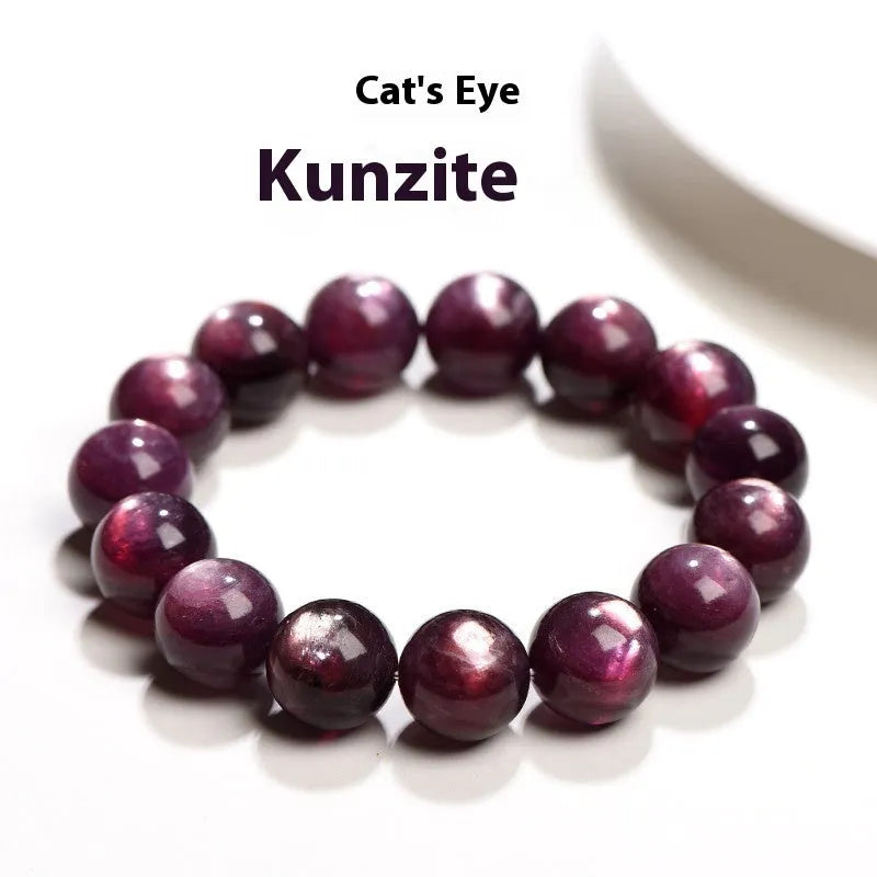 Natural purple lepidolite crystal bracelet with polished round geometry beads in multiple size options