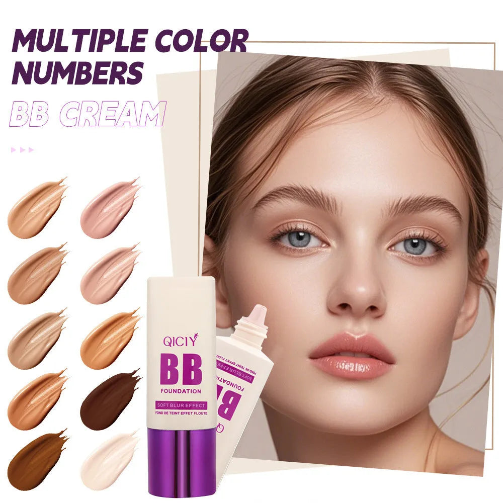 Feeding bottle containing liquid foundation BB cream concealer in one of ten available shades.