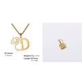 Stainless steel necklace with cross chain design and letter pendant in gold or silver electroplated finish