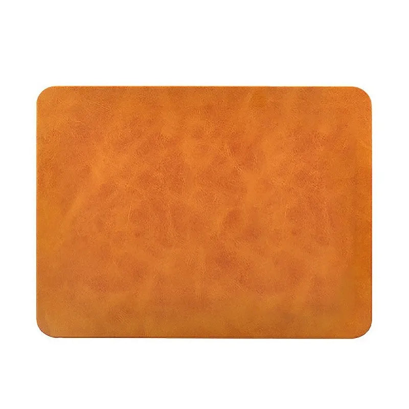 Brown leather wireless charging mouse pad with Micro USB port for Qi-compatible device charging