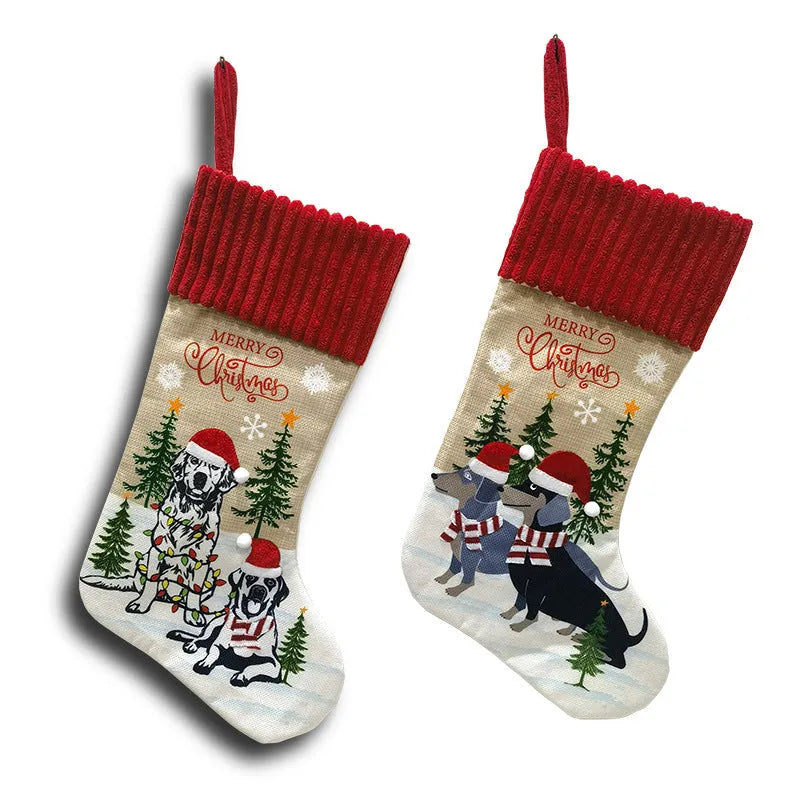 Cloth Christmas tree pendant measuring 46 by 28 cm for pet dress up and fireplace decor