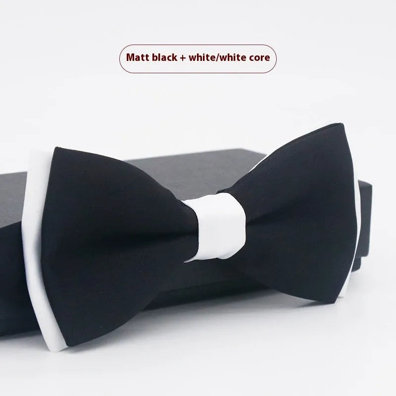 Flat head style bow tie in small plaid pattern measuring 12x6cm for formal wedding and business wear