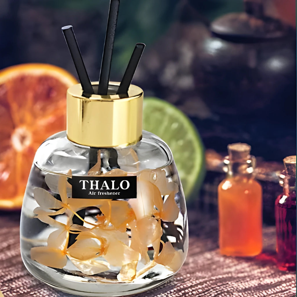 Creative glass bottle car perfume ornament available in multiple scents including Blue Wind Bells and Freesia for automotive decoration