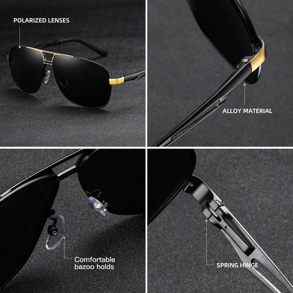 Men's orange red polarised aviator sunglasses with metal frame.