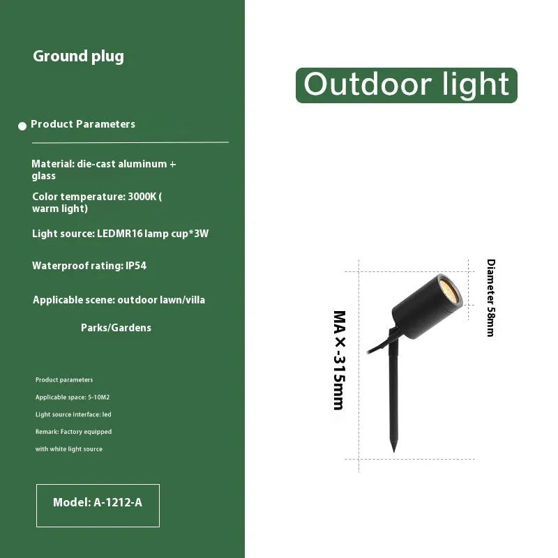 Outdoor aluminium ground lamp with IP65 waterproof rating for garden lighting